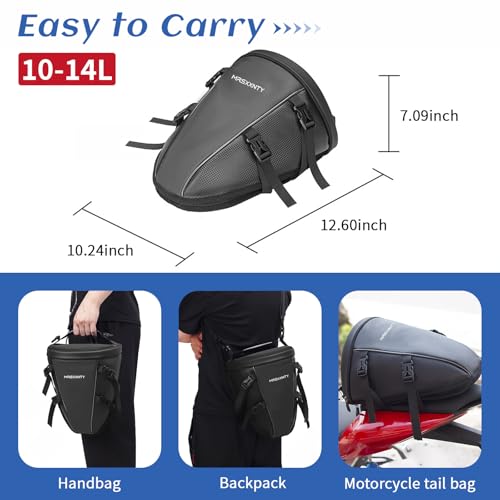 MRSXXNTY Motorcycle Tail Bag Saddle Bags Motorcycles Motorcycle Accessories Gear for Men Tapered Rear Seat Bag Waterproof & Expandable Suitable for Outdoor Cycling and Daily Commuting