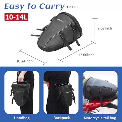 MRSXXNTY Motorcycle Tail Bag Saddle Bags Motorcycles Motorcycle Accessories Gear for Men Tapered Rear Seat Bag Waterproof & Expandable Suitable for Outdoor Cycling and Daily Commuting