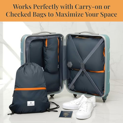Extra Large Compression Packing Cube 6 Piece Set for Travel and Check Luggage by TRIPPED Travel Gear - color: Grey/Orange
