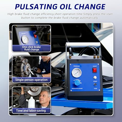 Electric Motive Power Brake Pressure Bleeder Kit, 4-Wheel Simultaneous Smart Pulse Fluid Oil Exchanger, DC 12V /AC 110V Pneumatic Automotive Machine for All Vehicles One-Person Operation - size: 14PCS Kit