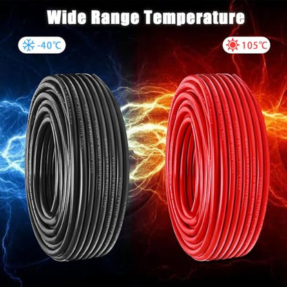 10 Gauge Battery Cable Copper Wire, 10FT Red+10FT Black 10 AWG Welding Cable Standard USA OFC Wire for Automotive, Battery, Solar, Marine and Generator - size: 10 Gauge 10FT