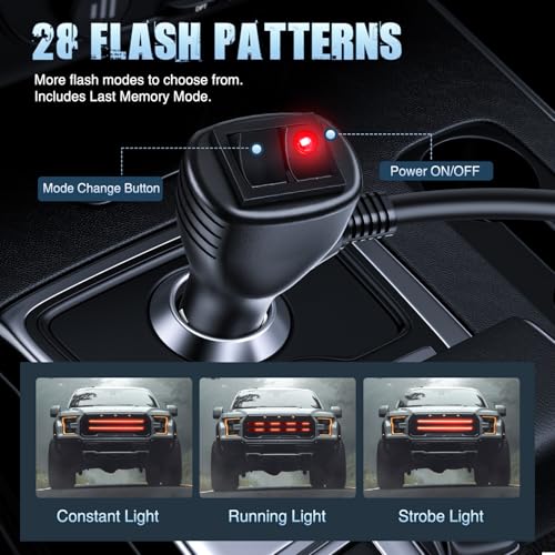 Nilight 2PCS 24 inch Truck Grille Strobe Lights Strip 384 LED Emergency Light Red Flexible Side Flashing Warning Caution Safety Waterproof Lighting Kit for Trucks Tow Plow Construction Vehicles - color: Red, size: Grille Strobe Lights