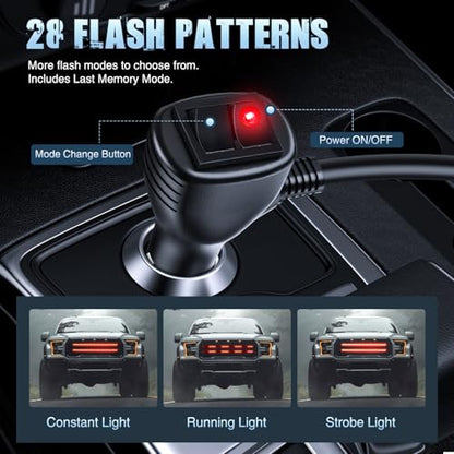 Nilight 2PCS 24 inch Truck Grille Strobe Lights Strip 384 LED Emergency Light Red Flexible Side Flashing Warning Caution Safety Waterproof Lighting Kit for Trucks Tow Plow Construction Vehicles - color: Red, size: Grille Strobe Lights