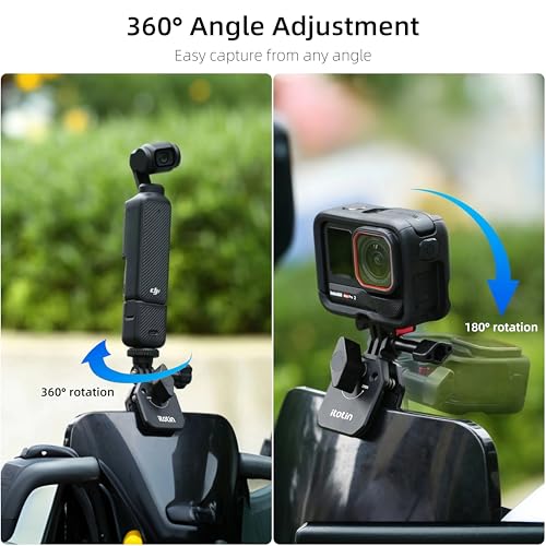 Motorcycle Windshield Clip Mount for Action Camera, Aluminum Motorbike Windshield Clamp for Insta360 X3/X4/X5, GoPro 9/10/11/12/13, DJI Osmo Action 3/4/5/6, Osmo Pocket 3/360/ Nano Accessories