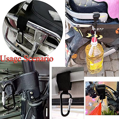 3 Pack Handlebar Hook Clamp Bike Hooks for Hanging Helmet Purse Diaper Bags D Clips Clasp Hanger Heavy Duty Strap Lock for Motorcycles Stroller Wheelchair Scooters Bicycles Vehicle Handle Bar