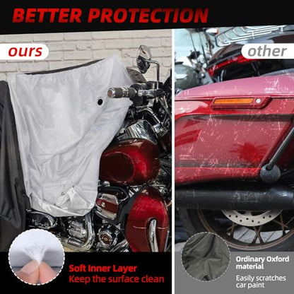600D Motorcycle Cover, Heavy Duty Waterproof Motorcycle Covers Outdoor Storage with Lock-Holes Compatible with Harley Davidson, Honda, Suzuki, Yamaha (Side Box) - size: Side Box