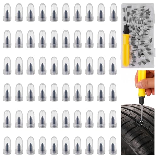 Large Emergency Tire Repair Nails 60PCS, 0.25×0.53 in Vacuum Rubber Tire Screw Plug Repair Kit, Flat Tire Quick Fix Rubber Nail Tool with Screwdriver for Car Motorcycle Jeep Truck Puncture - size: 60Pcs