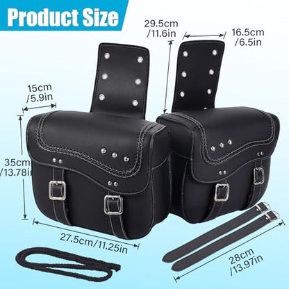 Universal Motorcycle Bag,Waterproof PU Leather Saddle Bags,30L Large Capacity Motorcycle Tail Bag,Universal Accessories,Suitable For Cruise/Saddlebags Saddle Bag.