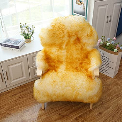 Real Genuine Sheepskin Rug Natural Fur Rug Sheep Skin Rugs Full Sheepskin Rugs Authentic Sheep Skin Throw Lambskin Seat Covers for Chairs Wool Seat Pad Cushion (2.3X3.28 ft) - color: 6