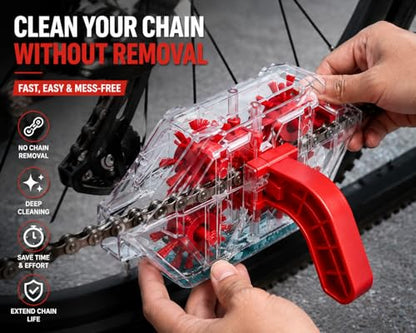 Bike Chain Cleaner Tool for Bicycle Chains, Road and MTB Bikes | Easy-to-Use, Transparent Design, Deep Cleaning, Road & MTB Bikes