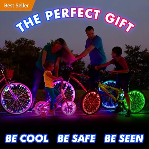Activ Life 2-Tire Pack LED Bike Wheel Lights with Batteries Included, Get 100% Brighter and Visible from All Angles for Ultimate Safety and Style - color: Blue