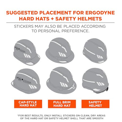 Ergodyne Skullerz 8961 Reflective Hard Hat Stickers, Safety Helmet Strips, Hard Hat Accessories Adhesive Sticker Decal Kit