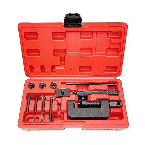 Chain Breaker, 13-Piece Chain Cutter Rivet Tool Set Riveting Breaker Riveter for Motorcycle, Bike, ATV
