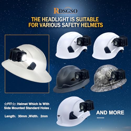 Rechargeable Build in Lamp for Hard Hats Accessories Clip On Headlamp for Keeping Hands Free for Safety Helmet LED Headlight Flashlight (RGLR02 Black Lamp(Not Including Hard Hats）)