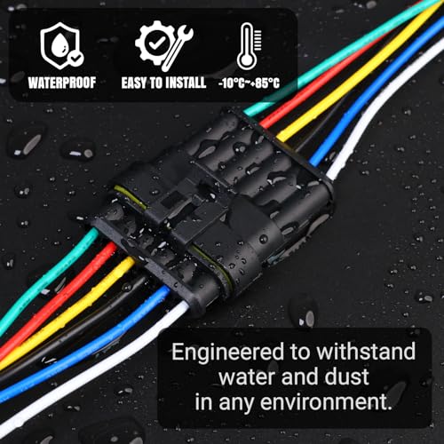 TMH 10Pcs 6 Pin Electrical Connector Male and Female, 10cm. 22 AWG Waterproof Wire Connectors 6 Way with Heat Shrink Tubing for Car Truck Boat Wire Connection (5 Set) - size: 6 Pin - 5 Sets