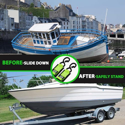 StarLeaparts Transom Tie Down Kits (2PK) -2" x 48" Boat Transom Straps - 1,200lb Break Strength Boat Straps for Trailer, Boat or Kayak Secure(Green) - color: Green