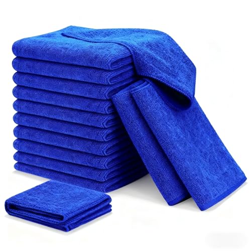 Premium Microfiber Detailing Absorbent Towels, 340 GSM Lint-Free Car Polishing Waxing Buffing Dry Towels for House, Kitchen, Car, Glass, Stainless Steel, Window, Boat Cleaner - 12 Pack (Blue) - color: Blue 12pcs
