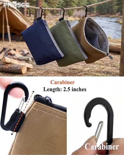 Tool Pouch Zipper Small Tool Bag Pouches Organizer Bag with Metal Carabiner, Nylon 1680D Heavy Duty for Wrenches, Screwdrivers, Pliers, Stationery & Office Supplies Pack of 1, Black, 11 Inch - color: 1 Pack, 11" Black