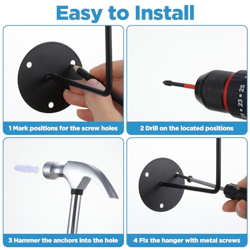 6PCS Helmet Hanger,Metal Motorcycle Helmet Holder Wall Mount Helmets Rack Multifunctional Ball Rack and Hat Hooks for Jacket Coats Basketball Volleyball Football Motorcycle Mask Bike Racks