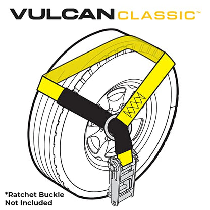 VULCAN Wheel Dolly Tire Harness with Universal O-Ring - 2 Inch x 96 Inch - 4 Pack - Classic Yellow - 3,300 Pound Safe Working Load - Straps Only - Ratchets Sold Separately - color: Classic Yellow