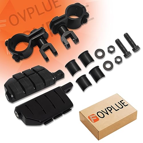 FOVPLUE 1",1.25"Highway Footpegs, Adjustable Highway Peg w/ 3-Piece Clamp for Harley Touring Softail Dyna Sportster models w/25mm-32mm Engine Guard/Tubing,Black#2 - color: Black For Lion Paw Style