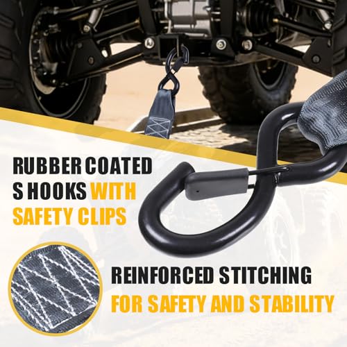 Ayaport Retractable Ratchet Straps 2in X 12.5ft(2PK)-3300lb Break Strength, Heavy Duty Ratchet Straps Self Retractable Tie Downs with Soft Loops for Motorcycle, Dirt Bike, Cargo, Truck Accessories - size: 2"x12.5'-2pc