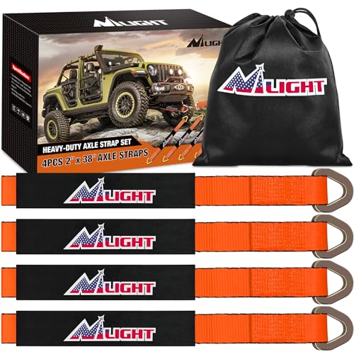Nilight 4PCS 2"x 38" Axle Tie Down Straps with Protective Sleeve D-Ring for Securing Car Transport Lab Tested 11,127lbs Break Strength Used for Car Engine Hoist, Truck, Trailer, UTV - color: 2inx 38in Axle Tie Down Straps 4Pcs Orange