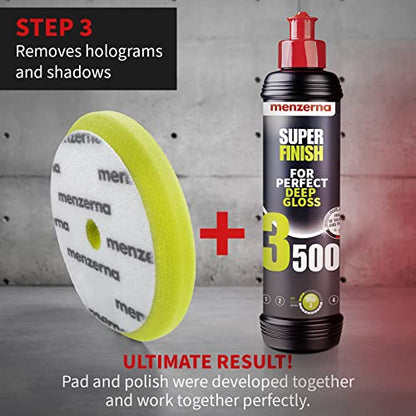MENZERNA 4 Pcs 6 Inch Premium Polishing Pad Kit I Scratch Repair, Fine Polishing, Shine & Sealing I Body Repair Buffing & Polishing Pads with Safety Edge & Velcro Attachment I Washable & Long Lasting