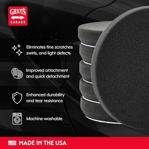 Griot's Garage 6.5" Black Foam Finishing Pads for Car Polishing and Detailing, Buffing Pads for Paint Correction and Sealant Application, 12213, Set of 6 - style: 6.5" (Set of 6)