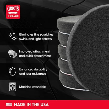 Griot's Garage 6.5" Black Foam Finishing Pads for Car Polishing and Detailing, Buffing Pads for Paint Correction and Sealant Application, 12213, Set of 6 - style: 6.5" (Set of 6)
