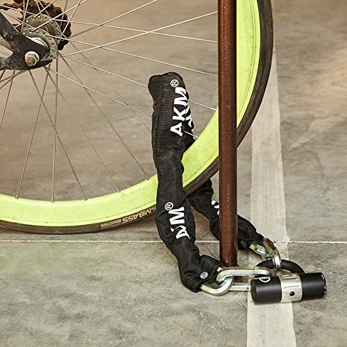 AKM Chain Lock 3-Foot Heavy Duty Bike Chain Lock Durable 12mm Thick Anti-Theft Bicycle Chain Lock with 4Keys Security 16mm U Lock for Bicycle,Moped,Scooter,Motorcycle - size: 3ft/90cm x 12mm Diameter Chain with Lock