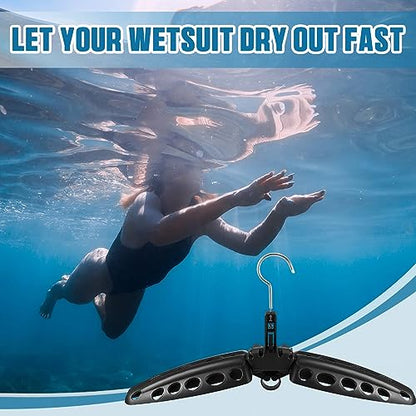 Mifoci 6 Pcs Wetsuit Hanger Foldable Surfing Suit Scuba Hangers Folding Vented Surfing Scuba Diving Accessories, Black, 20 Inches/ 51 cm After Unfolded