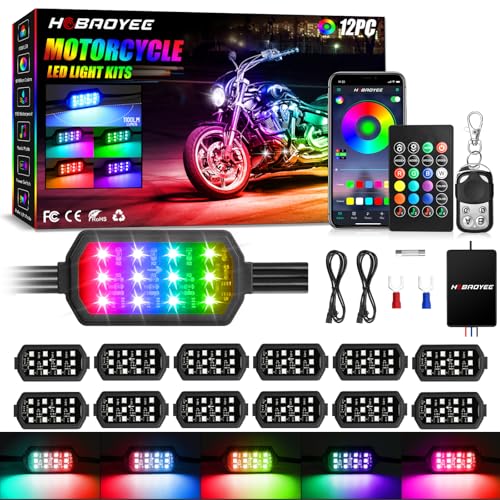 12Pcs Motorcycle LED Light Kit, 12 LEDs SMD Chips Magic-RGB Multicolor Lights, Underglow Kit with APP/RF Remote Control, Fit Most Motorcycles, ATV, UTV - size: 12PC