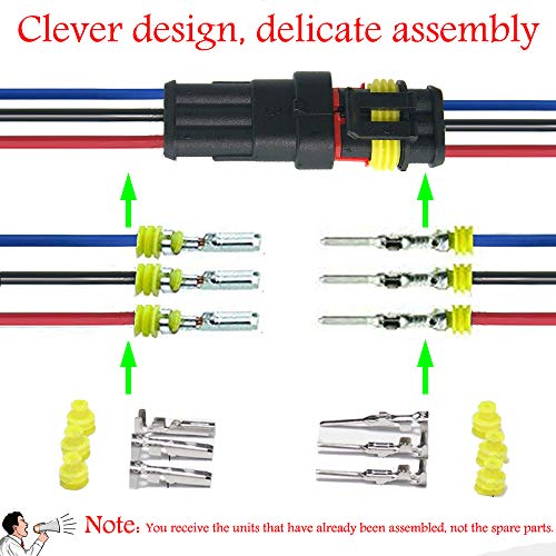 Way Car Waterproof Electrical Connector,16 AWG 3 pin Plug Auto Electrical Wire Connectors Marine for Car, Truck, Boat, and Other Wire Connections.(5 Pack)¡­ - size: 3pin connector--5pack