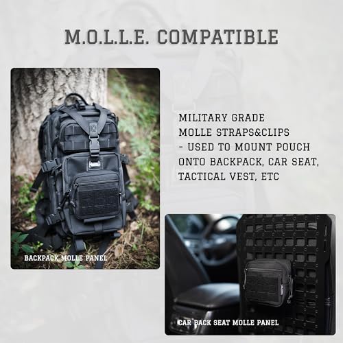 Tactical Molle Admin Pouch Utility EDC Tool Pouch Bag Horizontal Modular Pouches Include US Flag Patch & D-Ring - color: Brown-M
