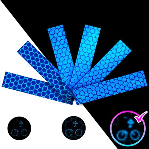 LOOM Reflective Stickers for Helmet | 6pcs Brilliant Blue | Similar to 3M Reflective Tape | Bike Reflectors for Night Riding, Mailbox reflectors | Waterproof hi vis Decals for Car, Trailer - color: Brilliant-blue