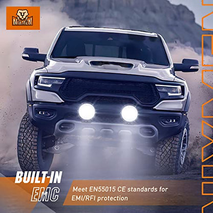 Nilight 7 Inch Round LED Offroad Driving Lights with DRL 2 PCS 90W 9850LM IP68 Spot Flood Combo Work Light w/ 12AWG DT Connector Wiring Harness Kit for 4x4 Truck ATV UTV SUV - color: 2Pcs 90w 7Inch white DRL Light Kit