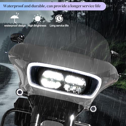 Motorcycle LED Headlight Fairing Vent Turn Signal Light Accent Lamp Indicator Side Lights Compatible With Harley Road Glide FLTRX Special FLTRXS CVO Ultra FLTRX 2015-2024 Harley Accessories