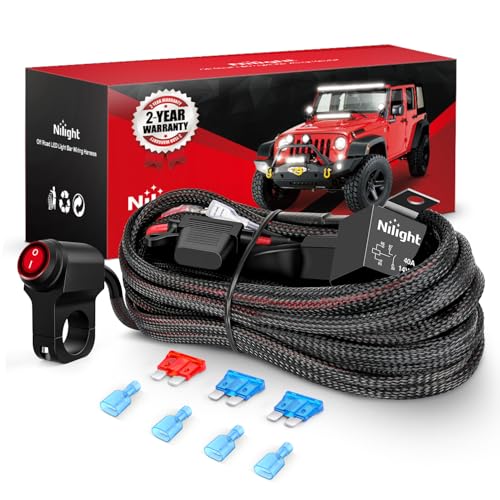 Nilight Wiring Harness Kit Nylon 16 AWG 2 Leads 12V Motorcycle Handlebar Switch On Off Power Relay Blade Fuse for LED Light Bar Off Road Lights on Motorcycles Bicycles ATV UTV - color: Motorcycle Handlebar Switch Wiring--2 Leads