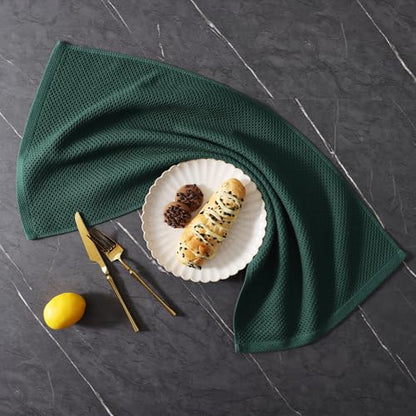 Homaxy 100% Cotton Kitchen Towels and Dishcloths Set, 12 x 12 Inches and 13 x 28 Inches, Set of 10 Bulk Kitchen Towels Set, Ultra Soft Absorbent Dish Cloths for Washing Dishes, Blackish Green - color: Blackish Green, style: 10-Piece Set