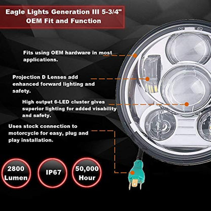 Eagle Lights 8900CG3-SCOUT Indian Scout Motorcycle Headlight Kit, Fits 2014+ Scout 60, Scout and Bobber, Chrome - color: Chrome