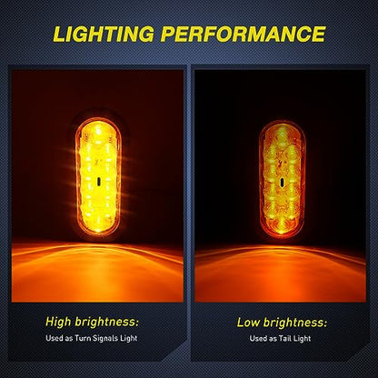 Nilight 6Inch Oval Trailer Tail Light with Flush Mount Grommets Plugs w/Mounting Brackets 2PCS Amber Waterproof Turn Signals Lights for RV Truck - color: 2Pcs Amber Trailer Lights+Brackets