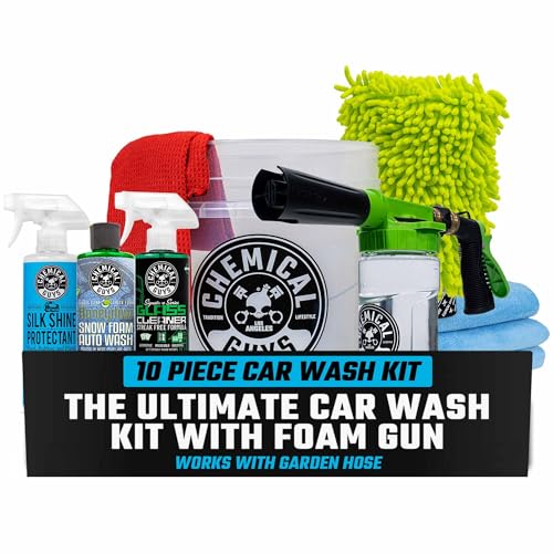 Chemical Guys 10-Piece Arsenal Builder Car Wash Kit with Foam Gun, Bucket, and 3 - 16 fl oz Car Care Products & Chemicals - Works with Garden Hose for Trucks, SUVs, Motorcycles, and More - style: KIT