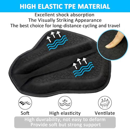 VENROCK Motorcycle Gel Seat Cushion Universal Motorcycle Seat Pad Improved Ventilation Groove Shake Rider Cushion 3D Honeycomb Breathable Structure Shock Absorption Stay Cool Comfortable in Long Rides