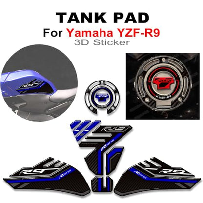 Motorcycle Tank Pad Compatible with Yamaha YZF R9 YZFR9 2025 2026 Motorcycle Fuel Tank Protector Gas Tank Decals YZF R9 Tank Pad Fuel Tank Kit Knee Stickers Decals Protection (A-5) - color: A-5