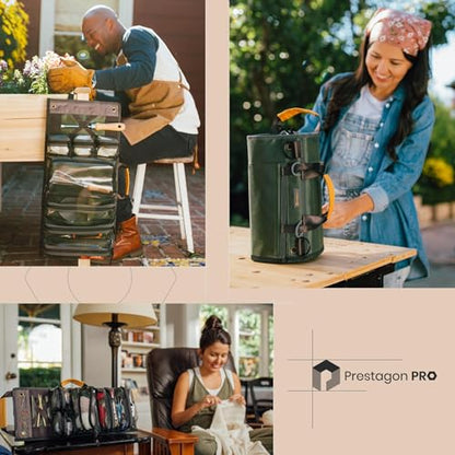 Heavy Duty Roll Up Tool Bag Organizer w/Kickstand for Upright Visibility & Easy Access, 7 Pockets w/Zippers, Multiple Carrying & Hanging Handles, Magnetic & Elastic Organizers, Adjustable Strap - style: Olive - Pro Roll Up w/ Kickstand
