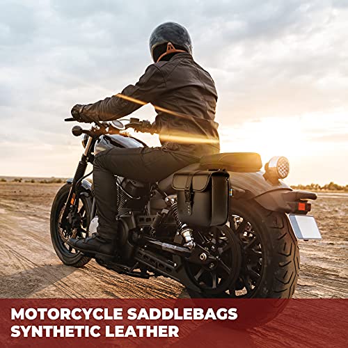 KEMIMOTO Motorcycle Saddlebags Throw Over Saddle bags Small Size Panniers 15L Side Luggage Saddlebags for Motorcycle Universal Sportster Softail Dyna Road King Rebel Synthetic Leather - style: Without Lock