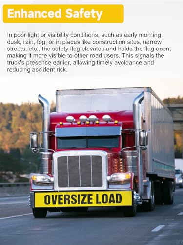 Magnetic Oversize Load Sign Kit, Magnetic Cargo Sign-2 Oversized Load Banner, 4 Red Flag Warning With Wire Loop-4 Red Safety Flags with Pole-4 Magnet Base for Hauling Oversize Loads on Trucks - color: Oversize Load Banner Kit