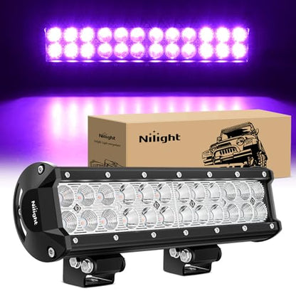 Nilight LED Light Bar 12 Inch 72W Spot Flood Combo Purple Beam Off Road Lamp Fishing Hunting Emergency Deck Work Lighting for Trucks UTV Pick-up Van Boat Tractor - color: Purple