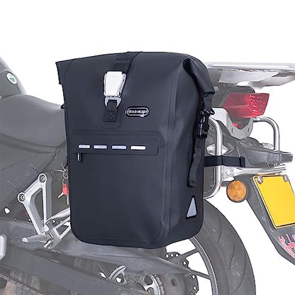 WILD HEART Motorcycle Pannier Bag Quick Detachable Waterproof TPU Hanging Motorcycle Bag riding Equipment Suitable for Motorcycles with Aluminum alloy side Frame (1 piece) (Black 22L-30L)